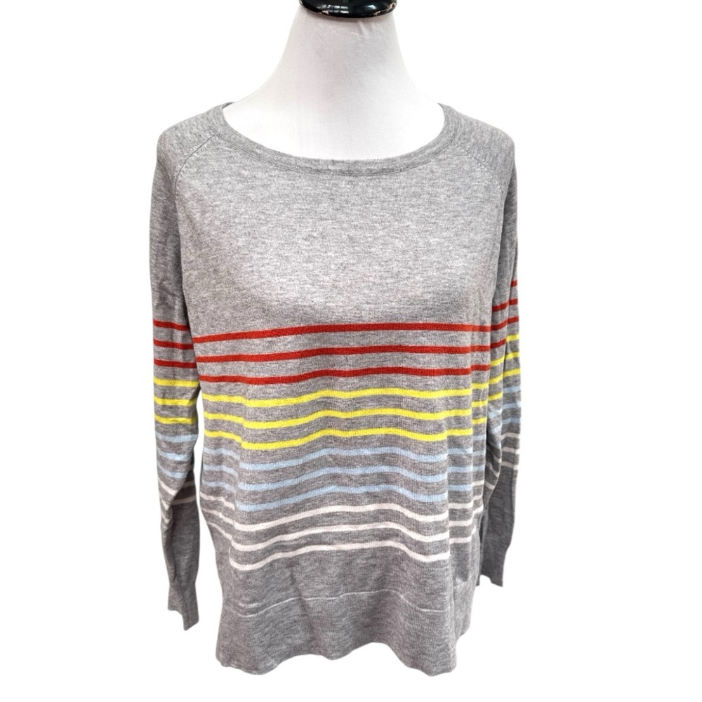 THML Striped Sweater Gray with Multicolor Stripes Size Large